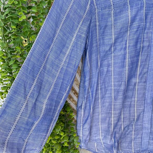 Lucky Brand Women's Button Down Shirt Stretch Striped Button Fly Blue Size M - Picture 3 of 10